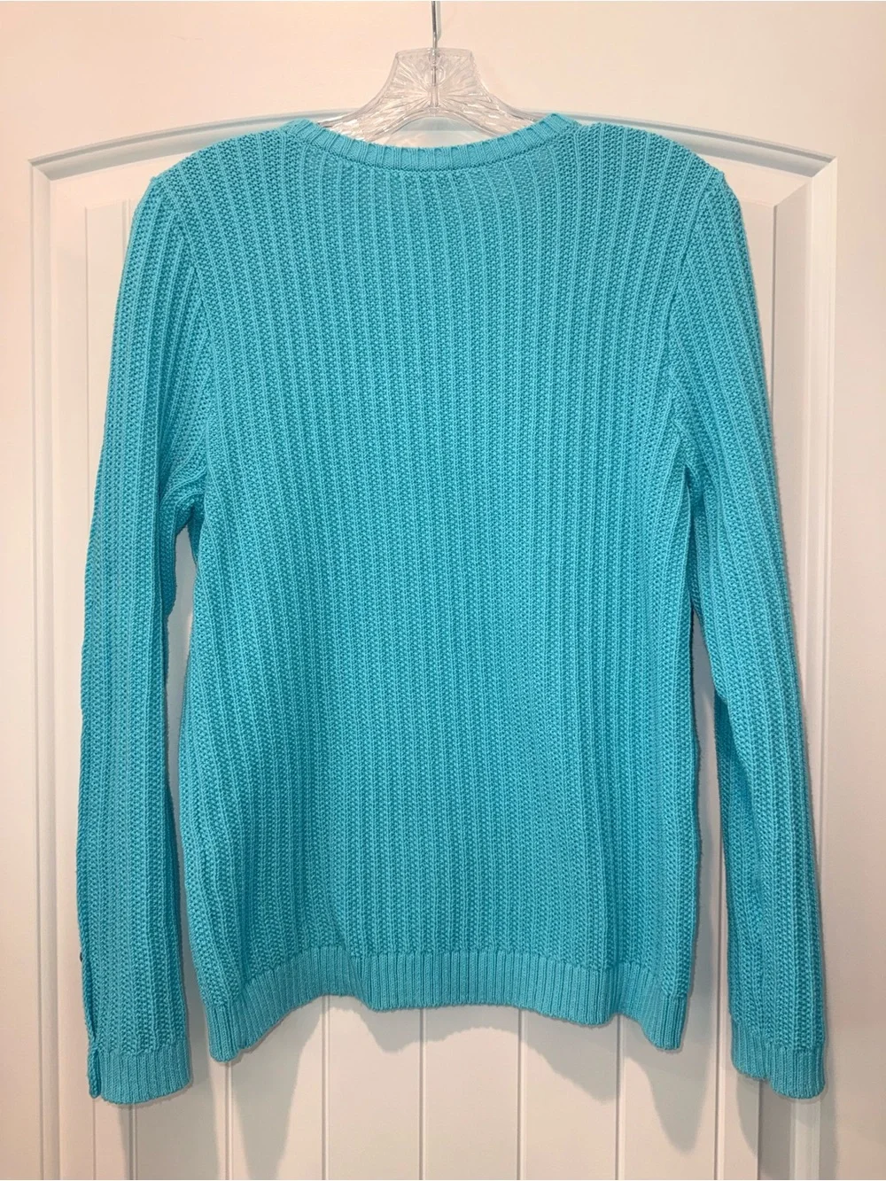 Talbots Turquoise Crewneck Sweater with Shoulder Buttons